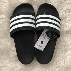 adidas adilette cloudfoam plus stripes slides